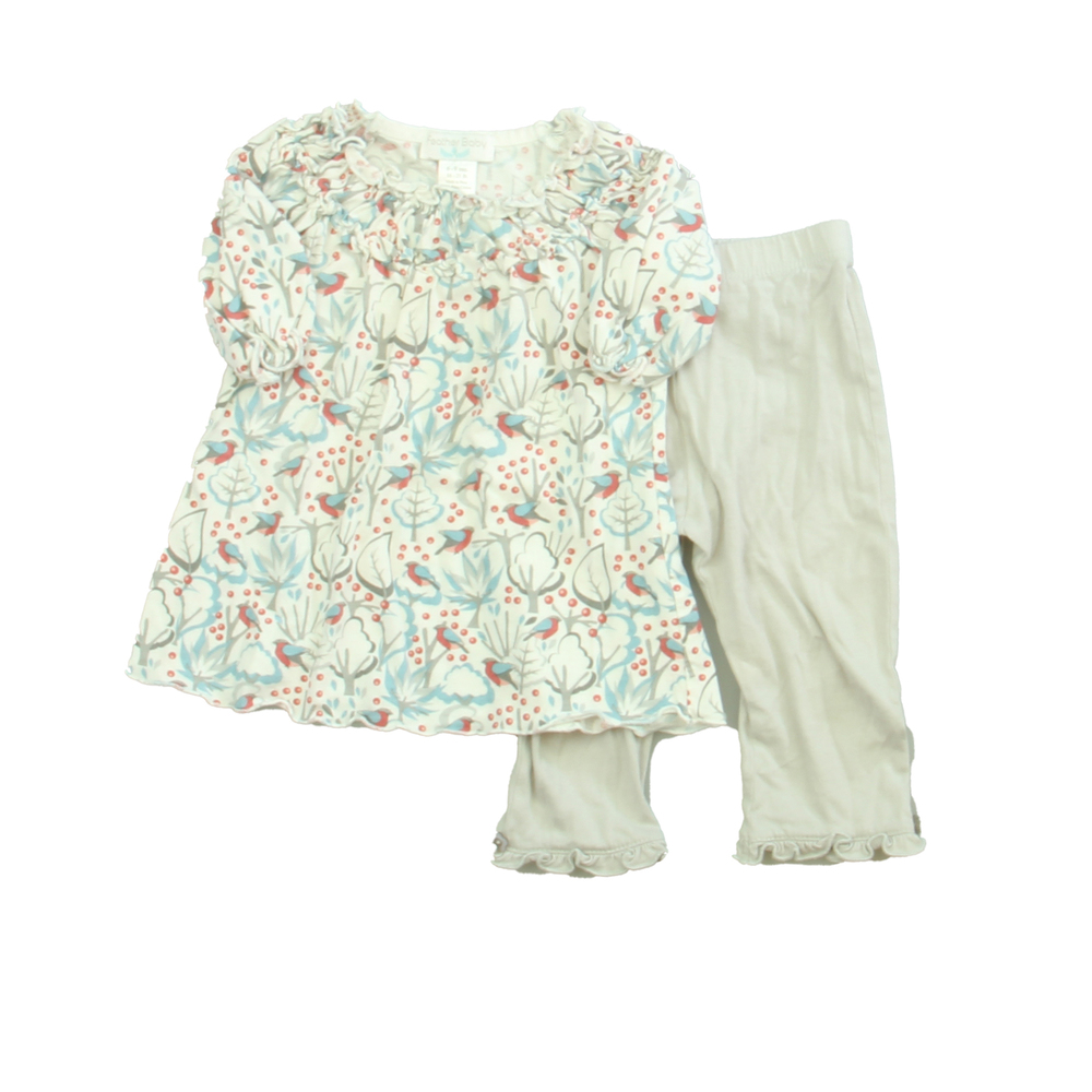 Feather Baby Girls Ivory | Gray | Blue Apparel Sets size: 6-9 Months